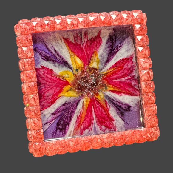 Rose Quartz Flower Bloom Crystal Gem Edge Trinket Dish | Ring Dish - Picture 3 of 3